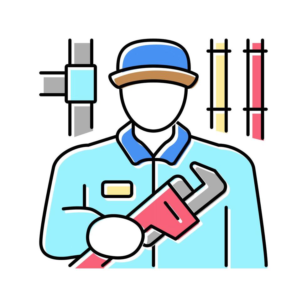 illustrazione vettoriale dell'icona del colore della manutenzione dell'idraulico