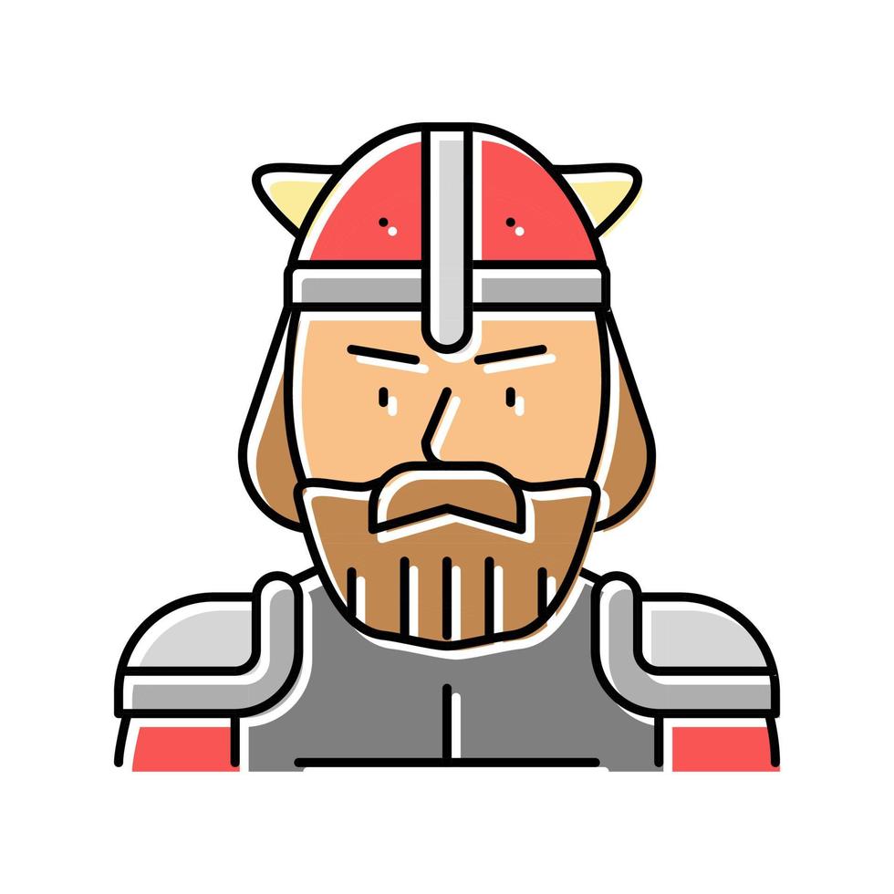 soldato vichingo medievale colore icona vettore illustrazione