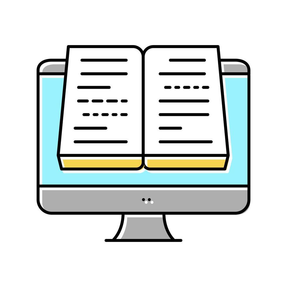 illustrazione vettoriale dell'icona del colore del libro di lettura online