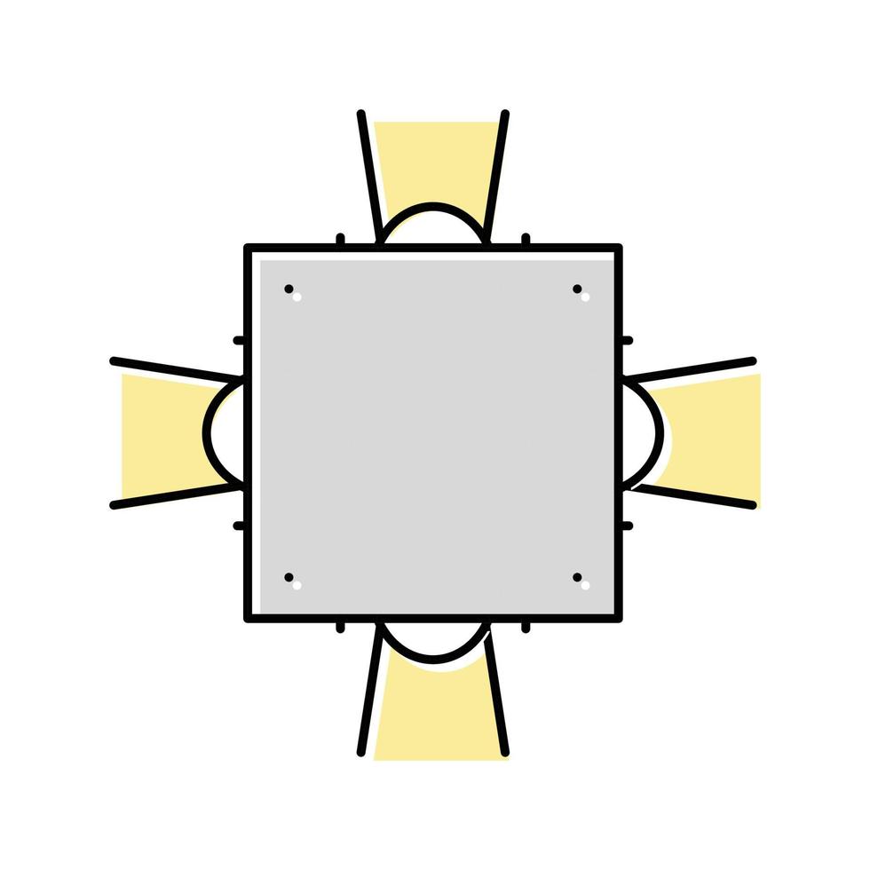 intorno all'illustrazione del vettore dell'icona del colore dell'attrezzatura di illuminazione