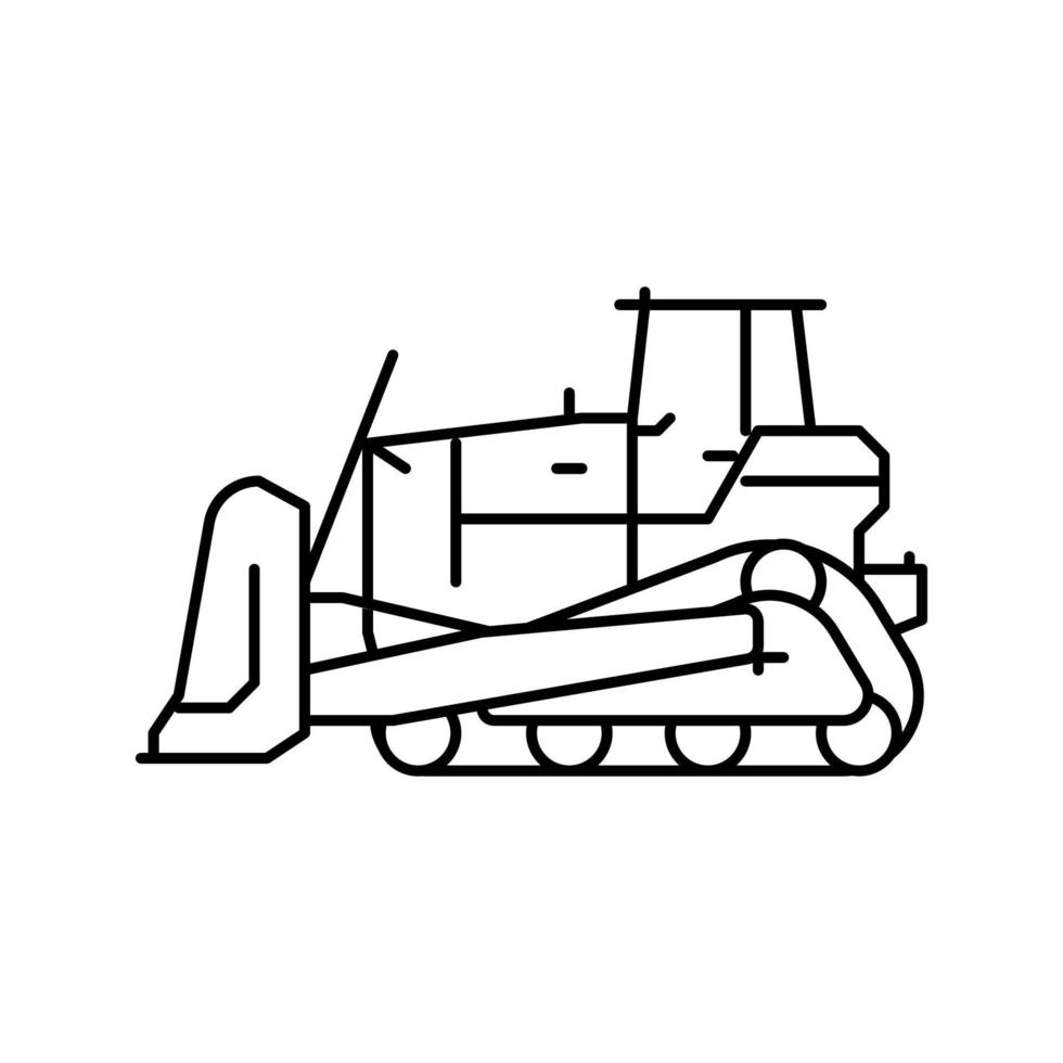 bulldozer costruzione auto veicolo linea icona vettore illustrazione