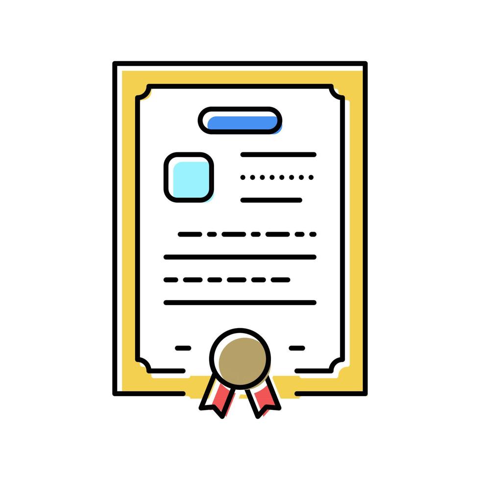 illustrazione vettoriale dell'icona del colore del certificato di diploma