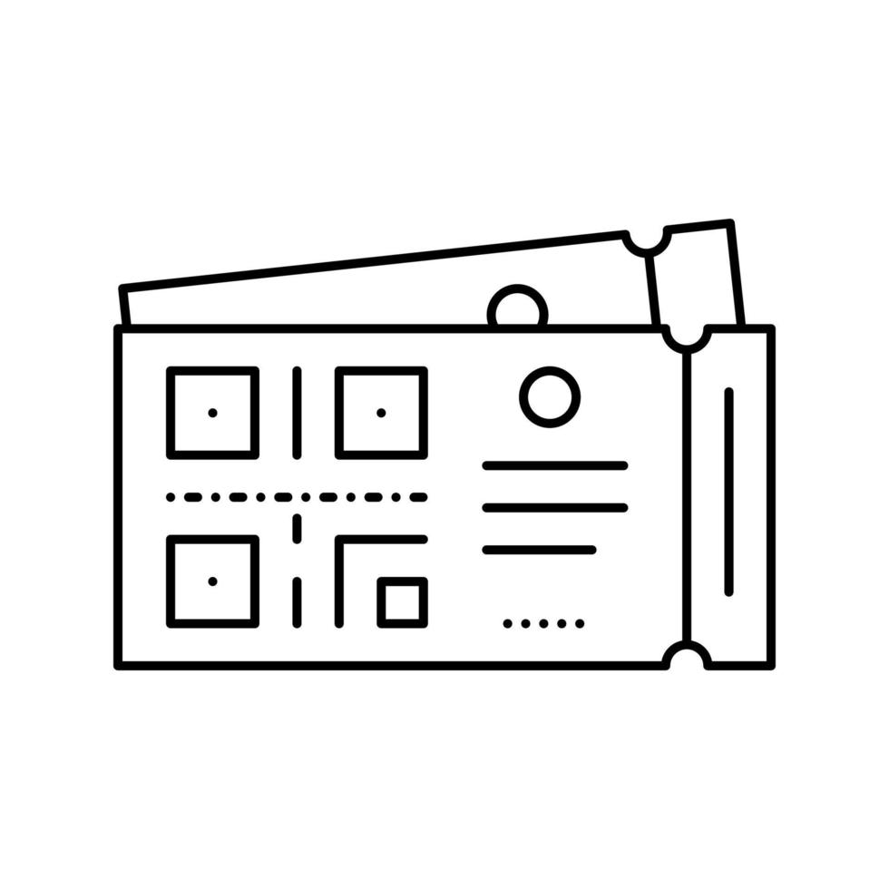 codice QR sull'illustrazione isolata del vettore dell'icona della linea del biglietto del cinema