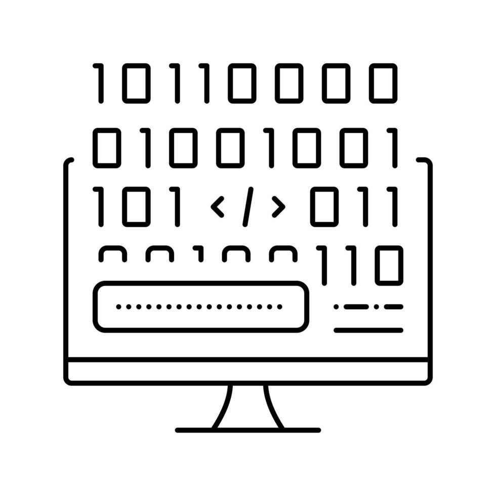 microcodice sviluppo linea icona vettore illustrazione