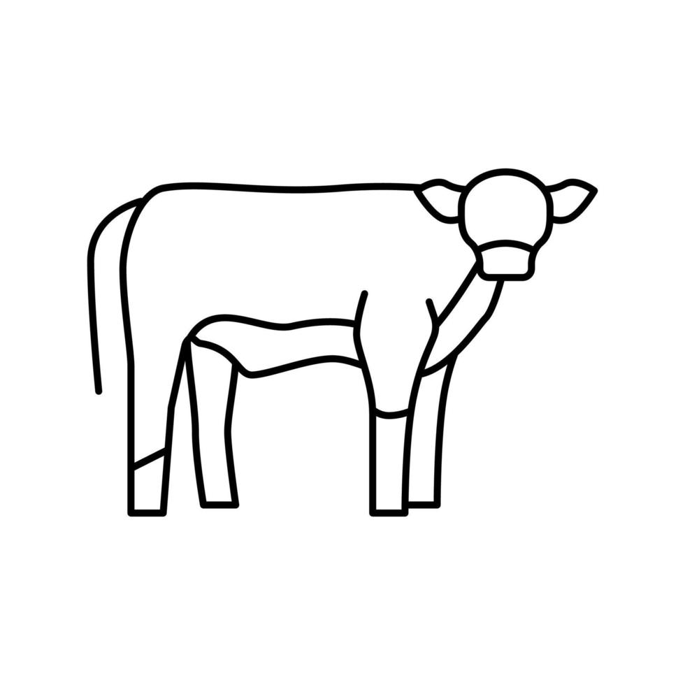 illustrazione vettoriale dell'icona della linea dell'animale domestico del vitello