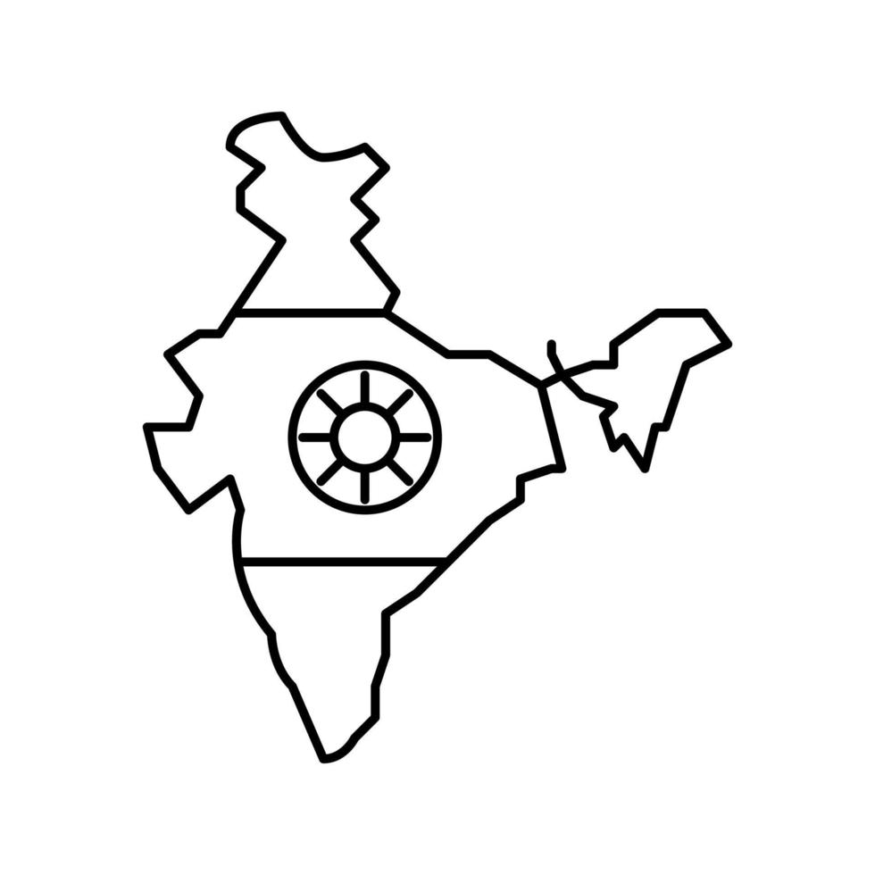 India nazione carta geografica bandiera linea icona vettore illustrazione