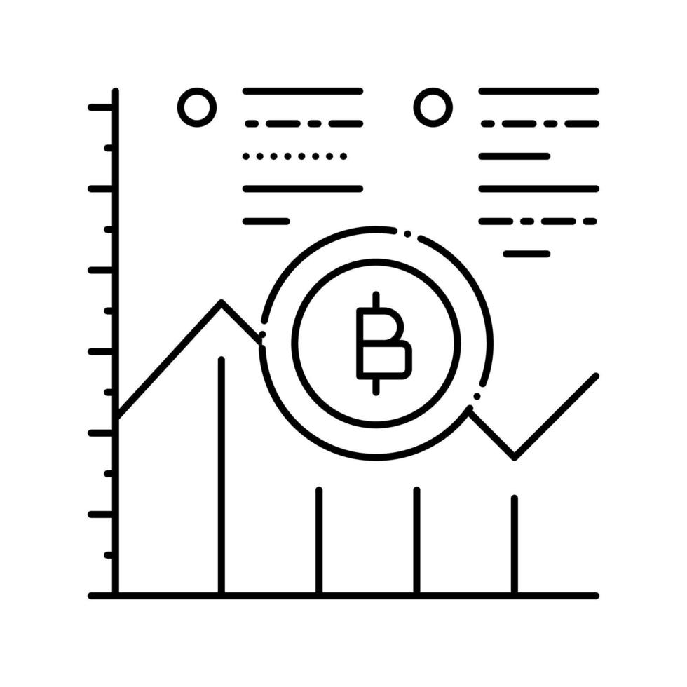 illustrazione vettoriale dell'icona della linea dell'icona del tasso di bitcoin di crescita