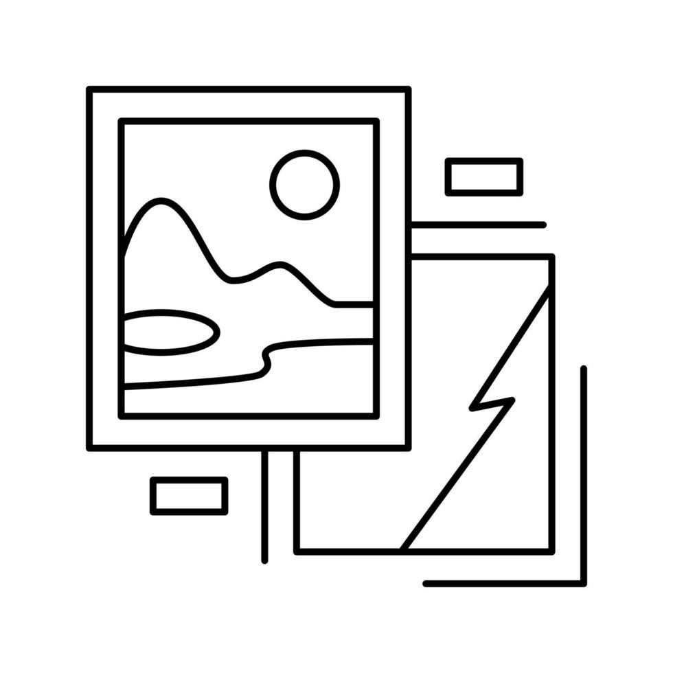 illustrazione vettoriale dell'icona della linea della mostra del museo dei dipinti