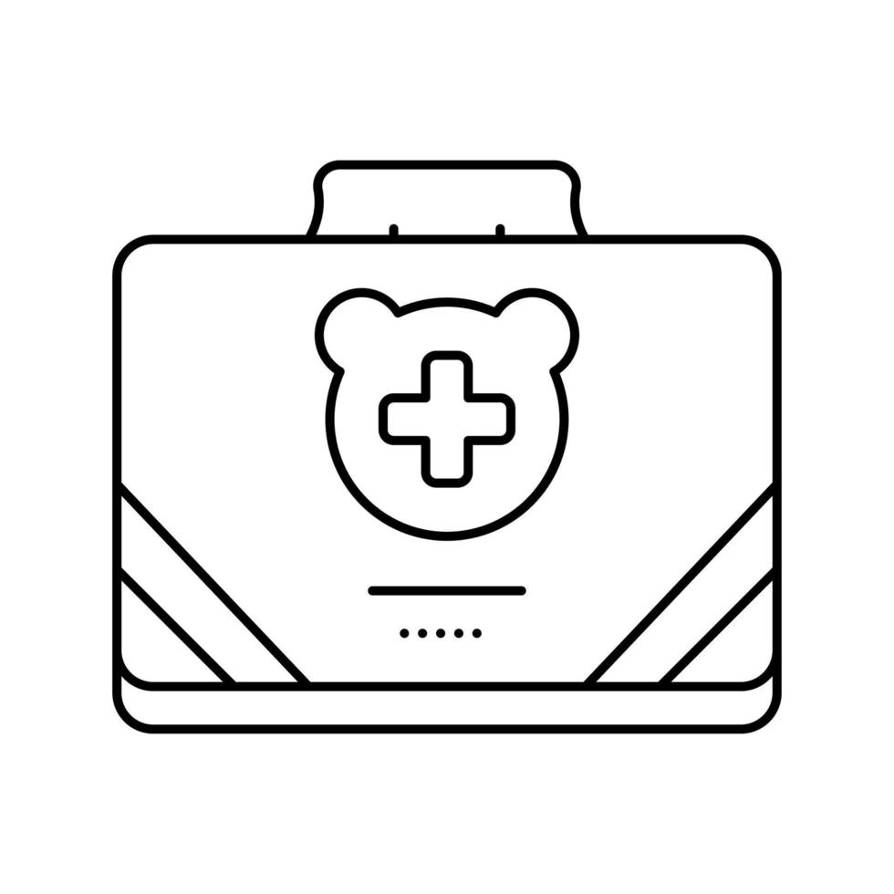 illustrazione vettoriale dell'icona della linea del kit di pronto soccorso per bambini