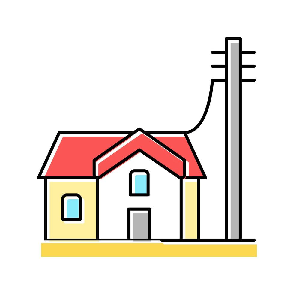 casa collegata all'illustrazione vettoriale dell'icona del colore dell'elettricità