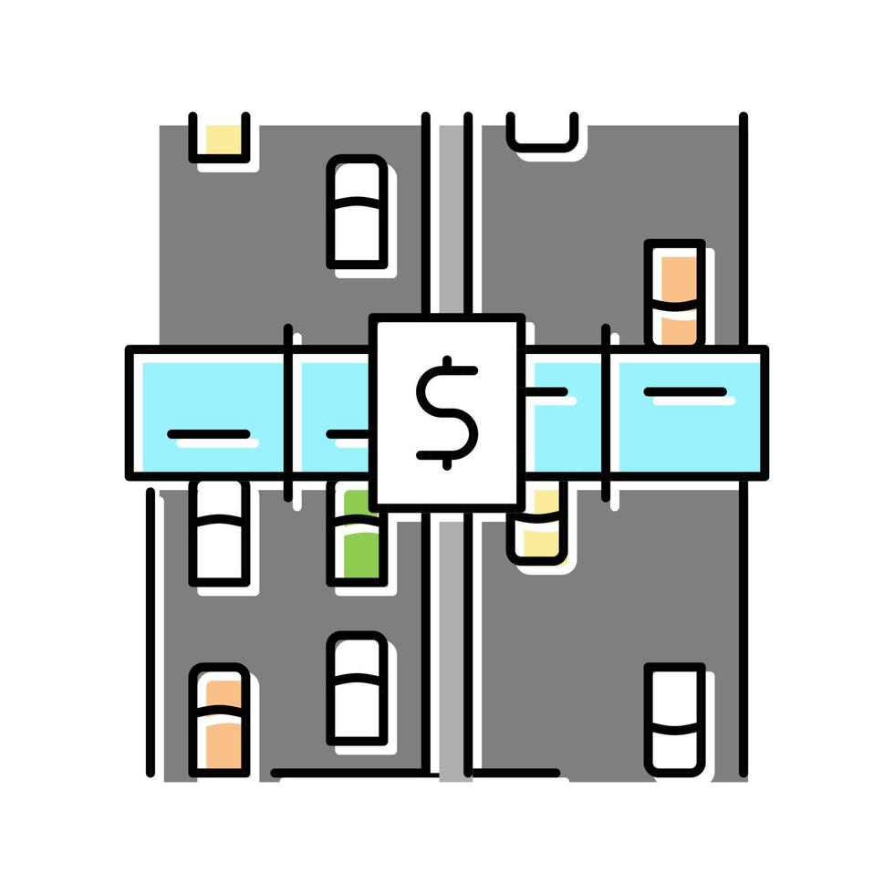 illustrazione vettoriale dell'icona del colore della strada a pedaggio
