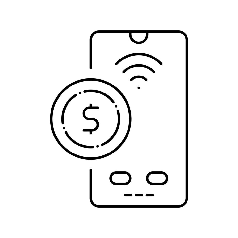 illustrazione vettoriale dell'icona della linea contactless a pagamento mobile