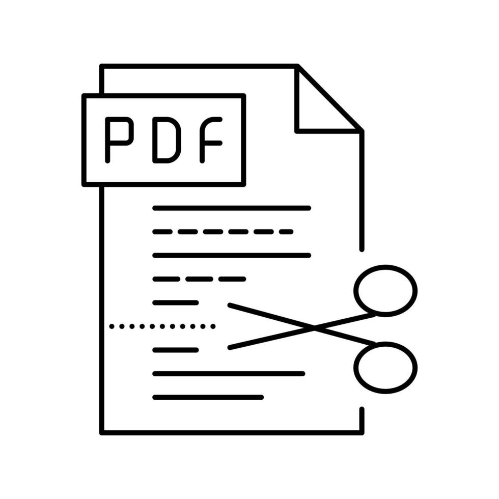 illustrazione vettoriale dell'icona della linea del file pdf di taglio
