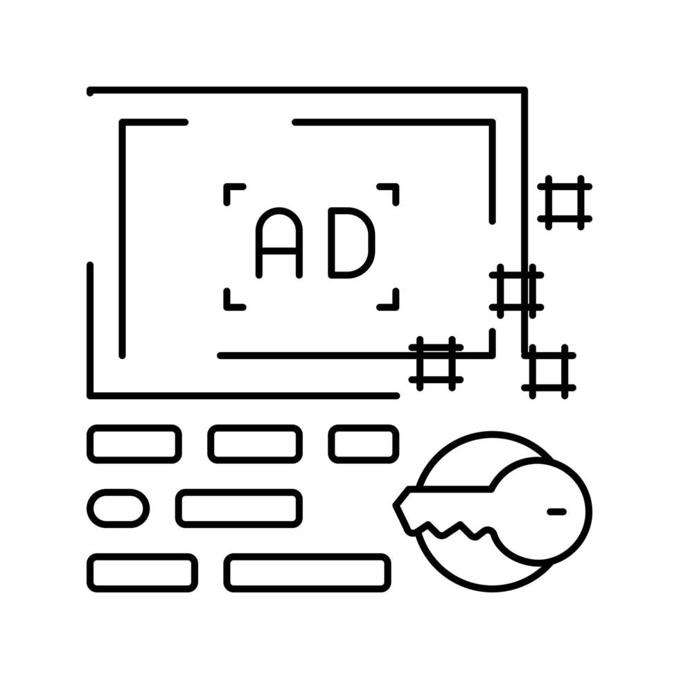 pubblicità chiavi linea icona vettore illustrazione