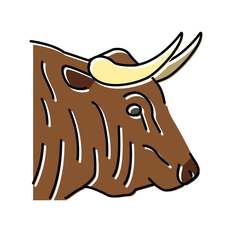 Toro animale zoo colore icona vettore illustrazione