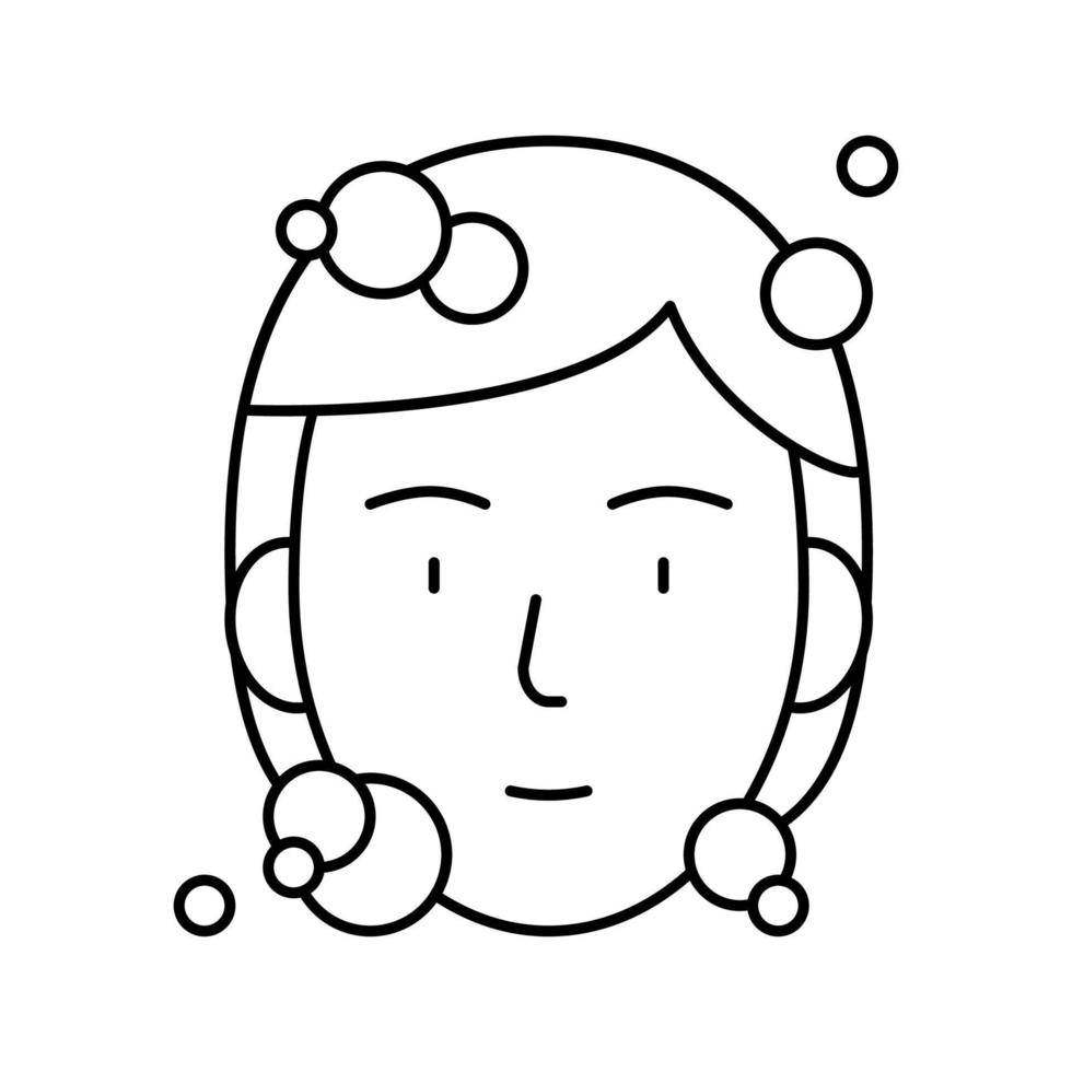 illustrazione nera del vettore dell'icona della linea del viso di lavaggio