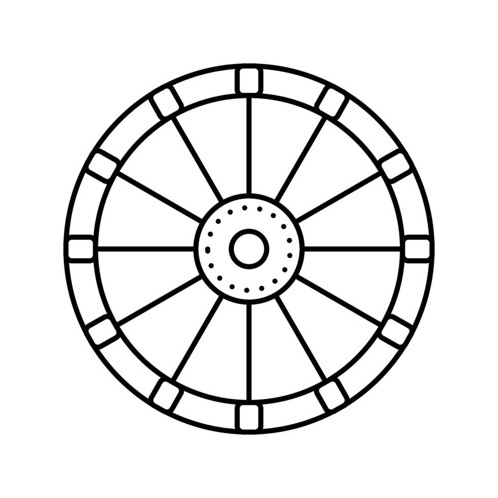 illustrazione vettoriale dell'icona della linea della ruota vecchia