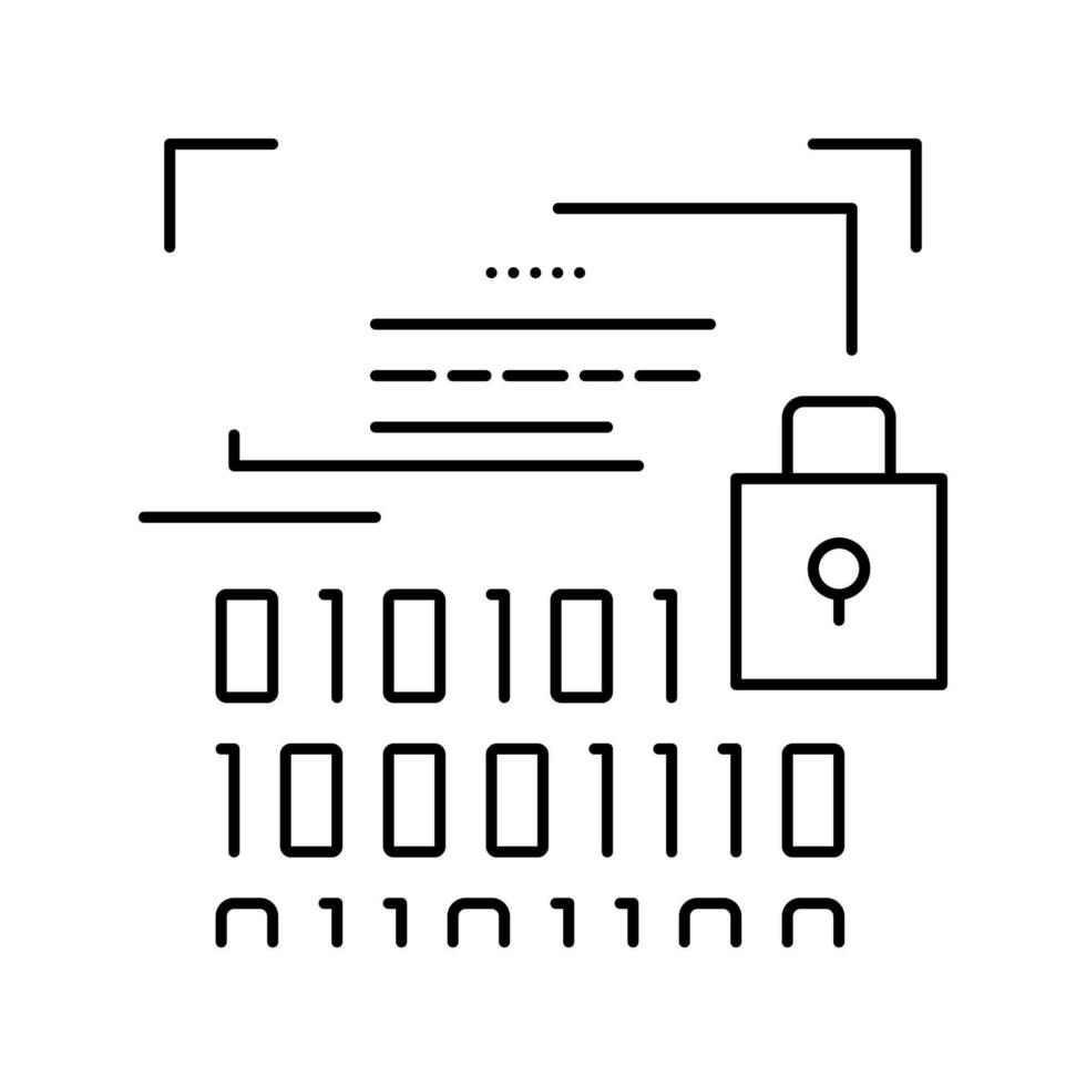 segno di illustrazione vettoriale dell'icona della linea di crittografia binaria