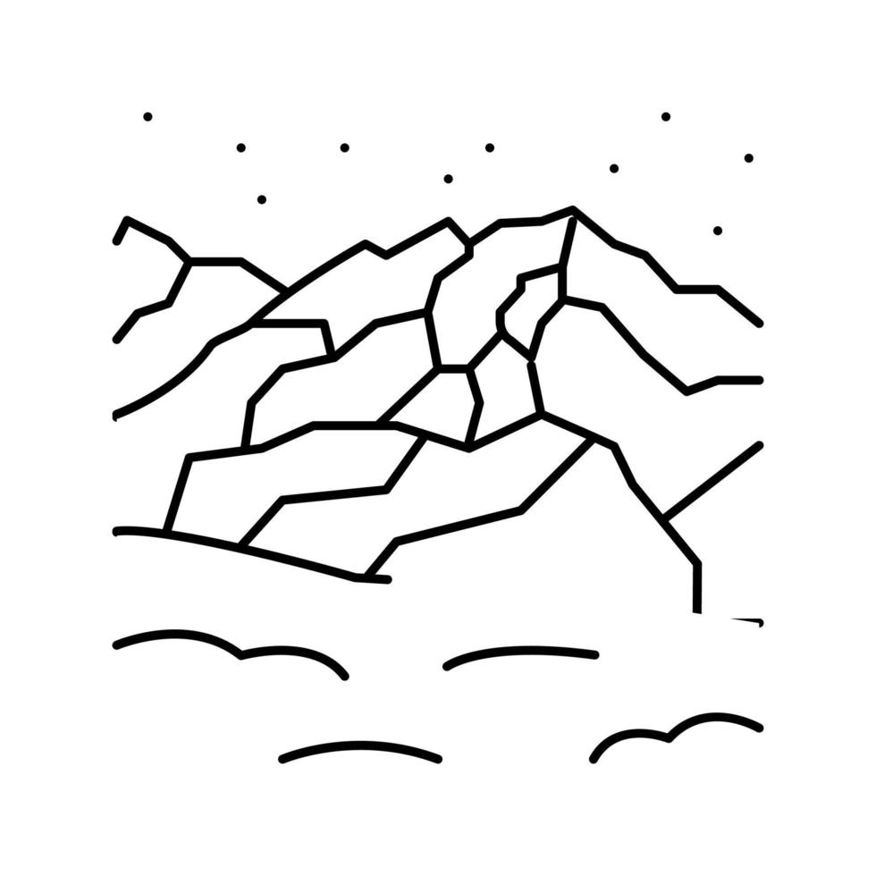 montagna inverno linea icona vettore illustrazione