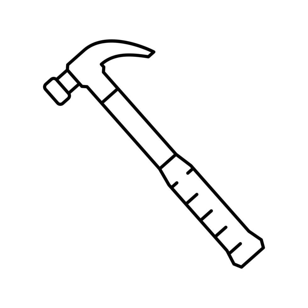 illustrazione vettoriale dell'icona della linea dello strumento martello da carpentiere