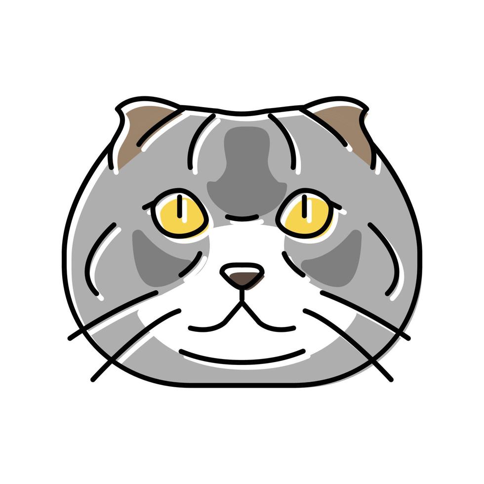 Scozzese piegare gatto carino animale domestico colore icona vettore illustrazione