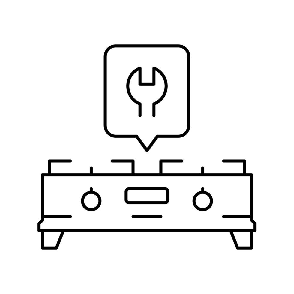 stufa cucina riparazione linea icona vettore illustrazione