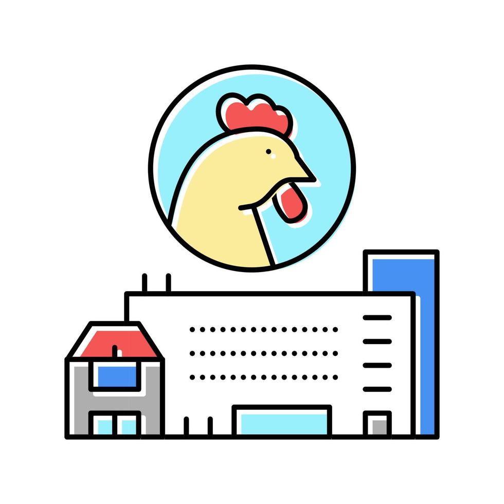 illustrazione vettoriale dell'icona del colore dell'azienda avicola e della fabbrica