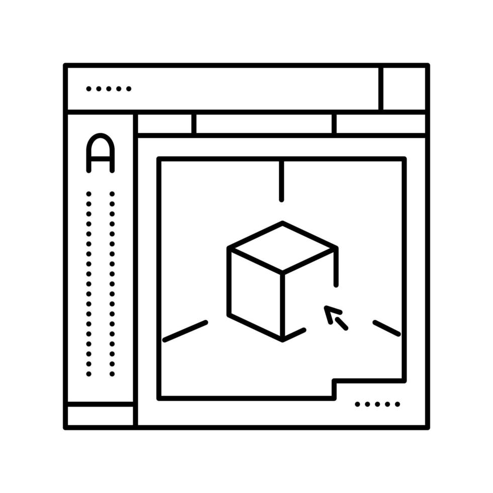 illustrazione vettoriale dell'icona della linea di programma 3d di autocad
