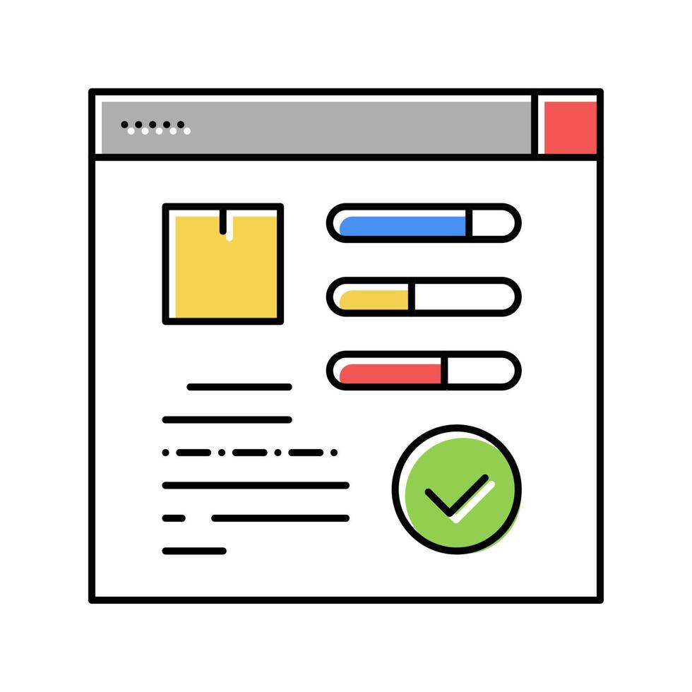 illustrazione vettoriale dell'icona a colori di tracciamento dell'ordine online