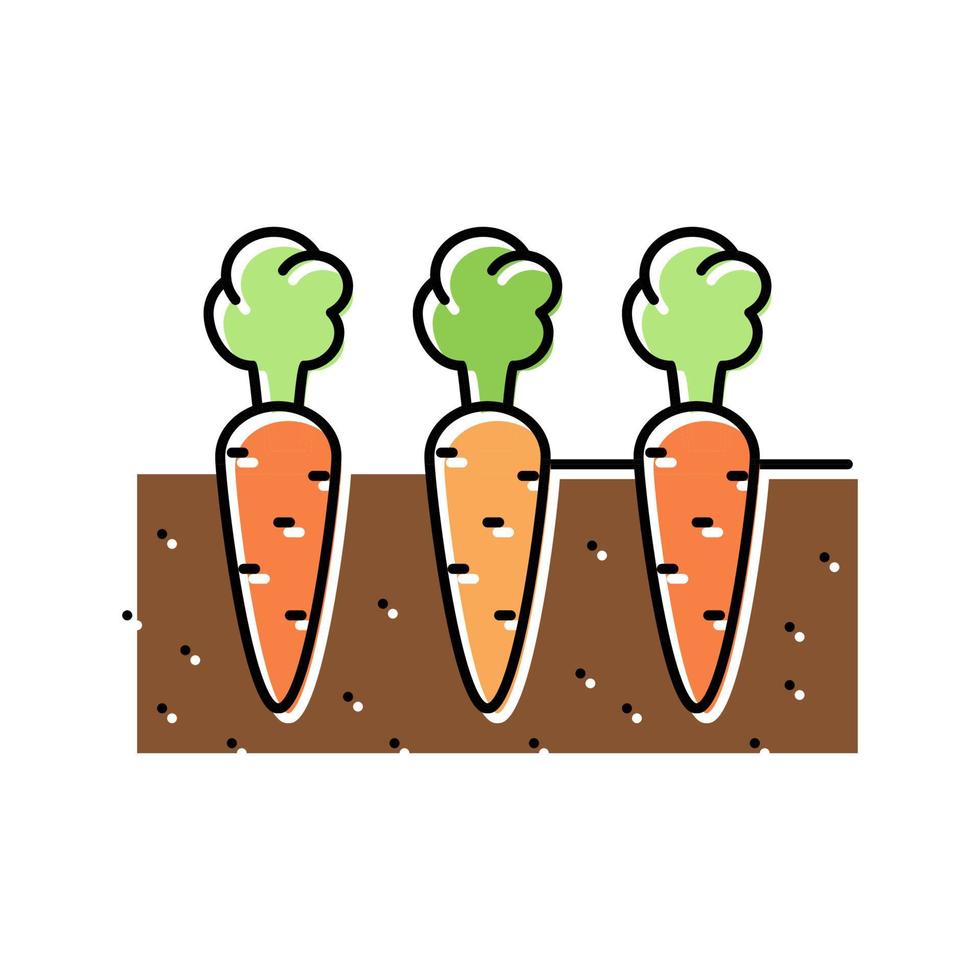 giardino con l'illustrazione vettoriale dell'icona del colore della carota in crescita