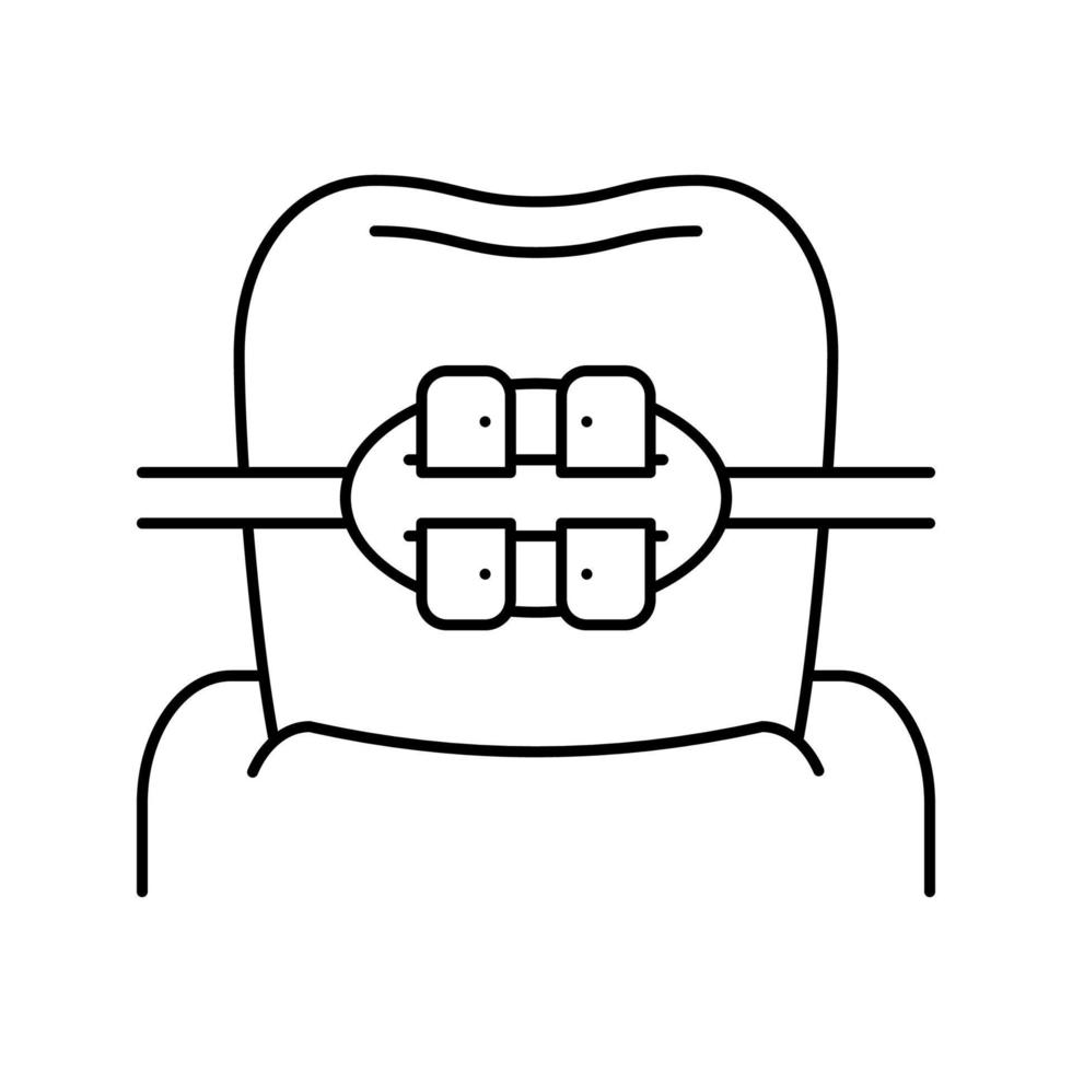 montare l'illustrazione del vettore dell'icona della linea delle parentesi graffe dei denti