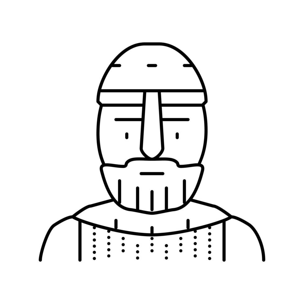 guerriero vichingo medievale linea icona vettore illustrazione