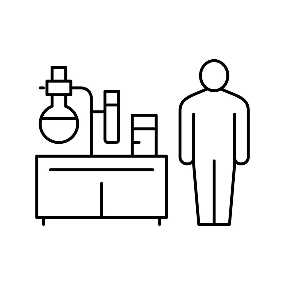 illustrazione vettoriale dell'icona della linea del lavoratore di laboratorio farmaceutico