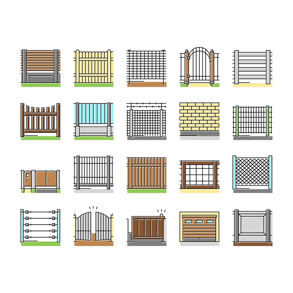le icone di sicurezza esterna del cancello e del recinto impostano il vettore
