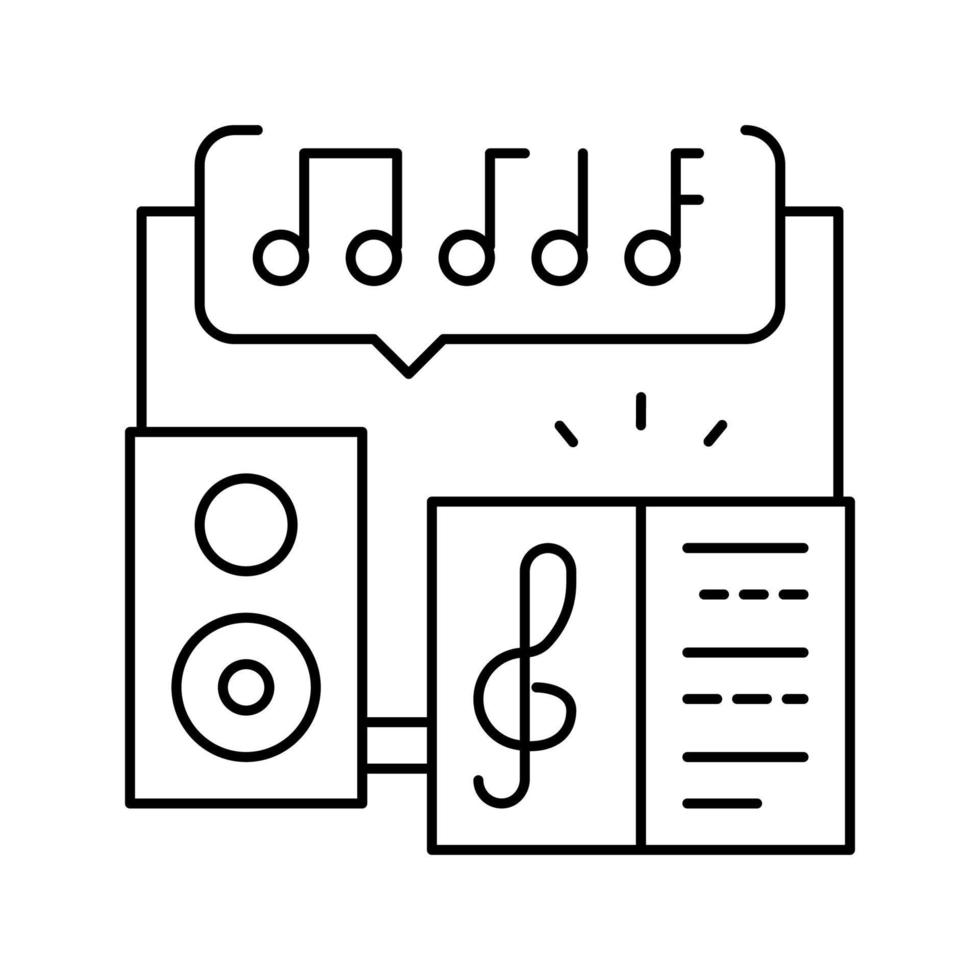 illustrazione vettoriale dell'icona della linea di lezione della scuola di musica