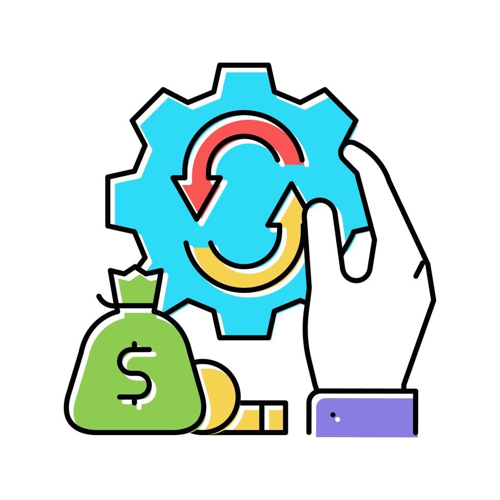 illustrazione vettoriale dell'icona del colore dell'ottimizzazione della finanza