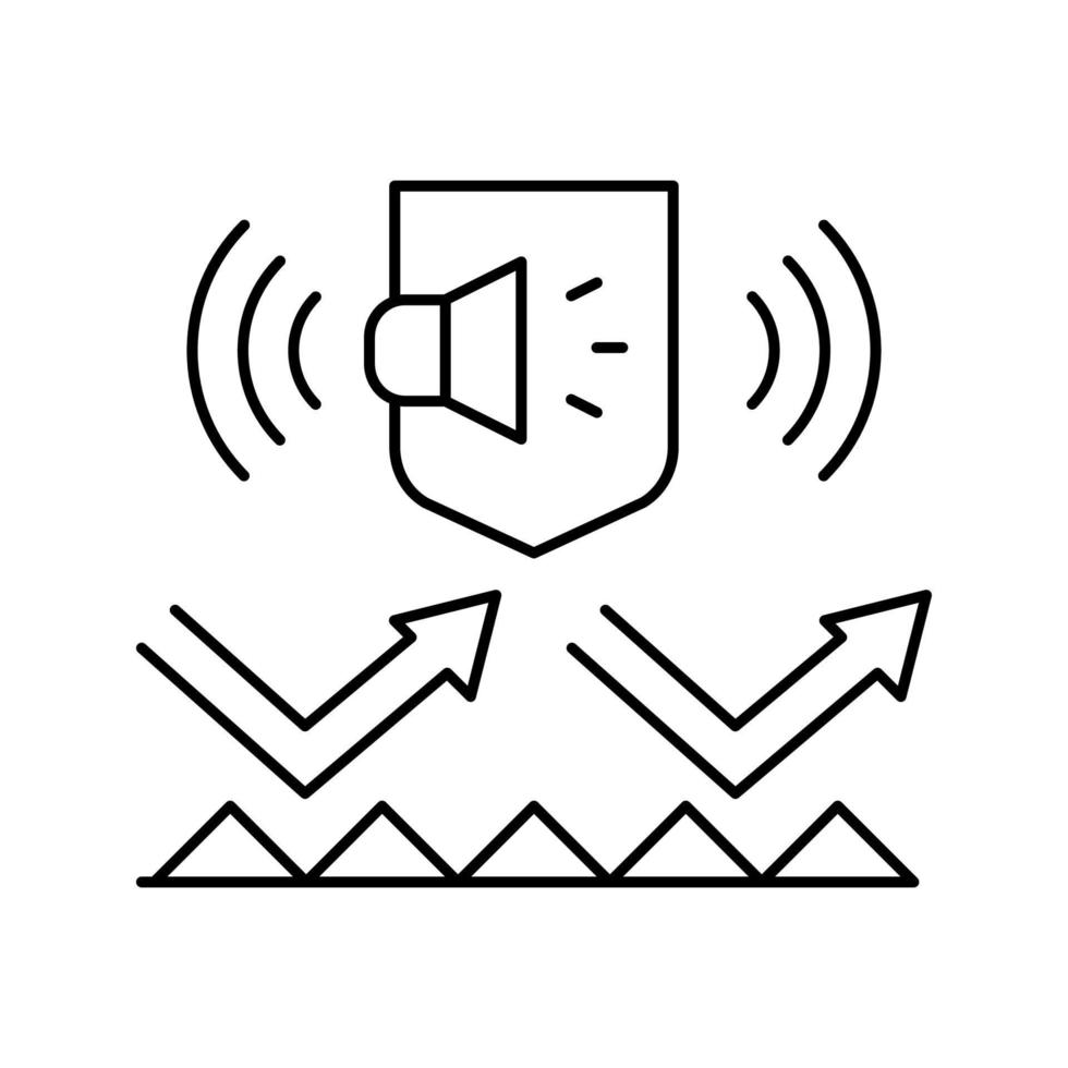 illustrazione vettoriale dell'icona della linea del livello di protezione dal rumore
