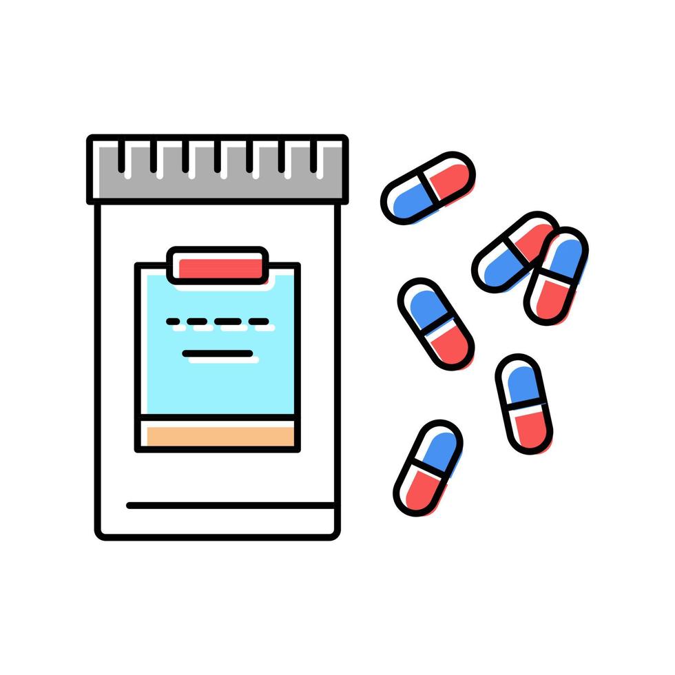 pillole di farmaci anestetici e illustrazione vettoriale dell'icona del colore del contenitore