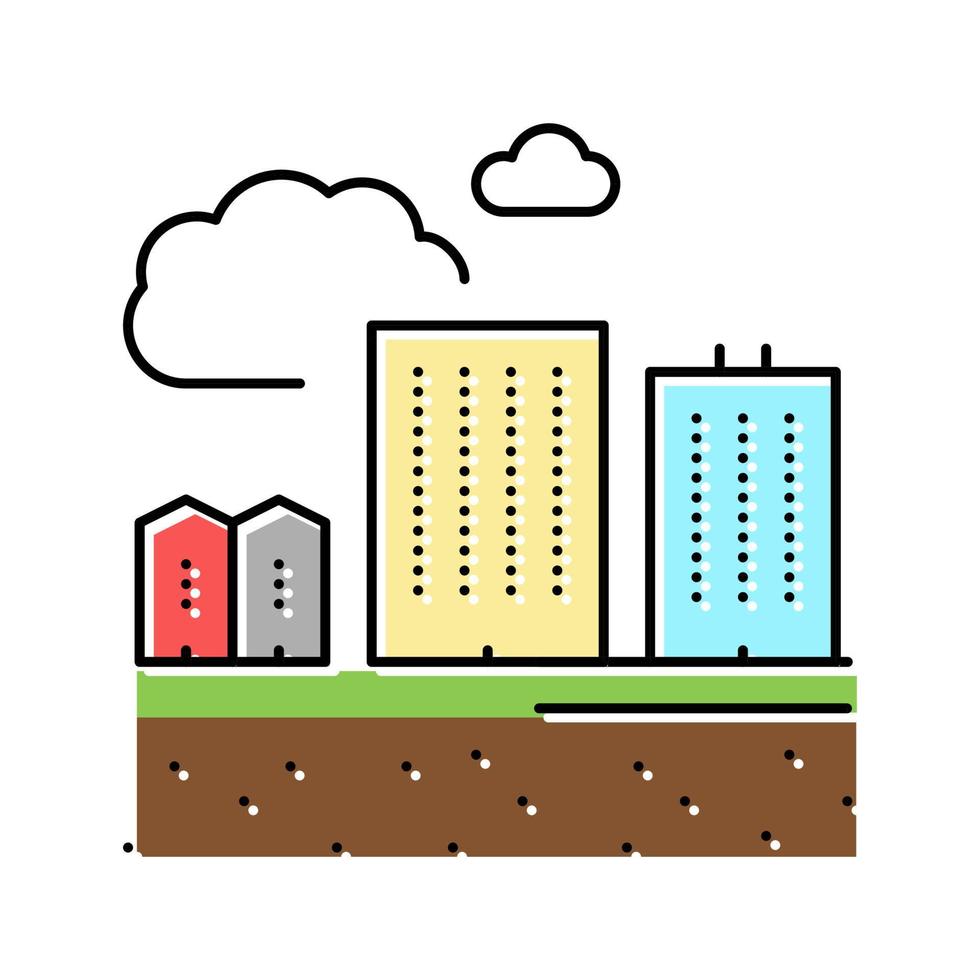 illustrazione vettoriale dell'icona del colore della terra della zona dell'appartamento residenziale