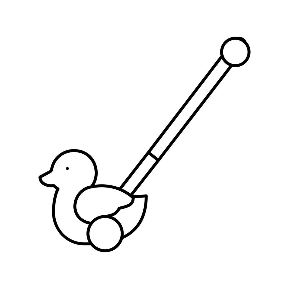 illustrazione vettoriale dell'icona della linea del giocattolo di spinta del bastone dell'anatra