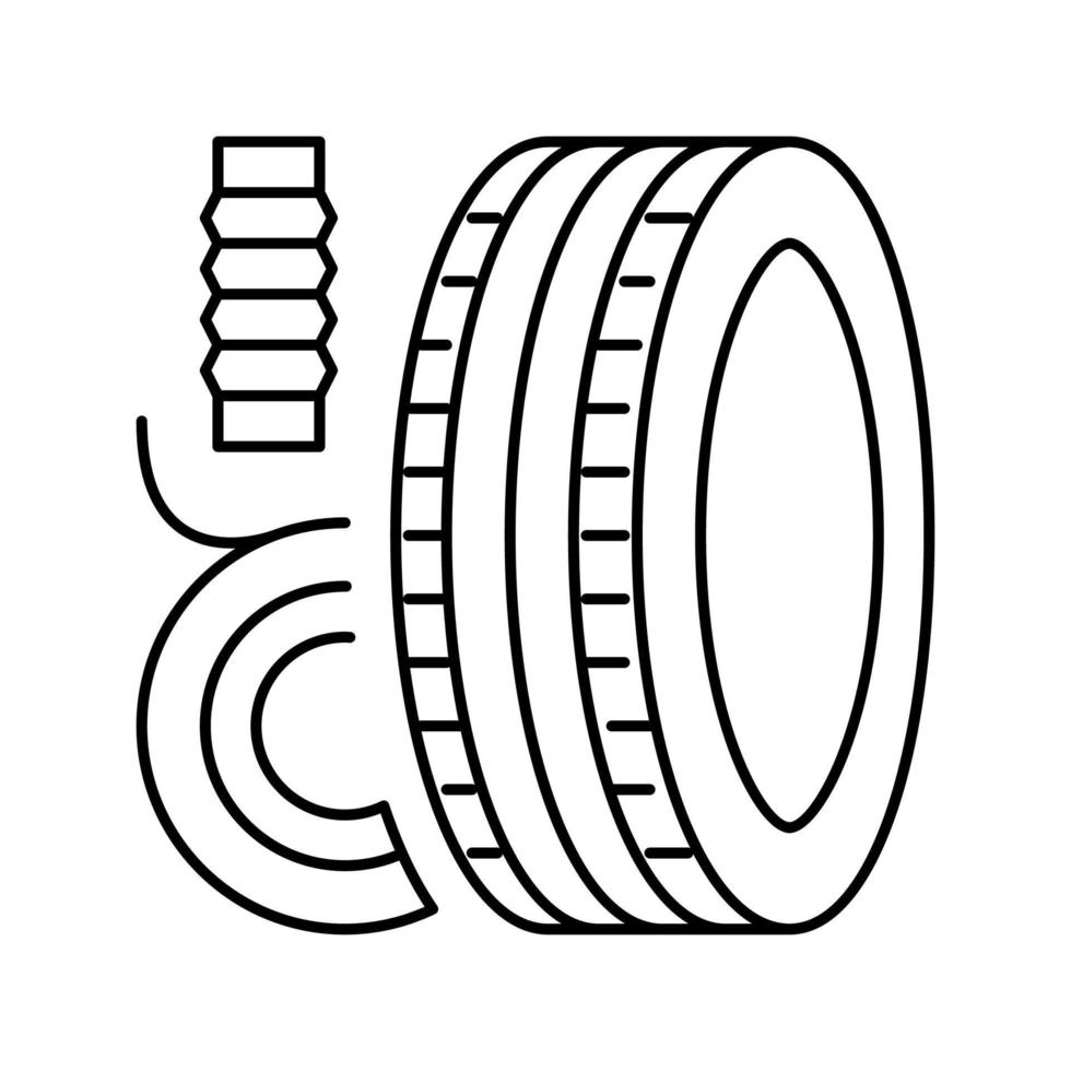 illustrazione vettoriale dell'icona della linea termoindurente in gomma vulcanizzata