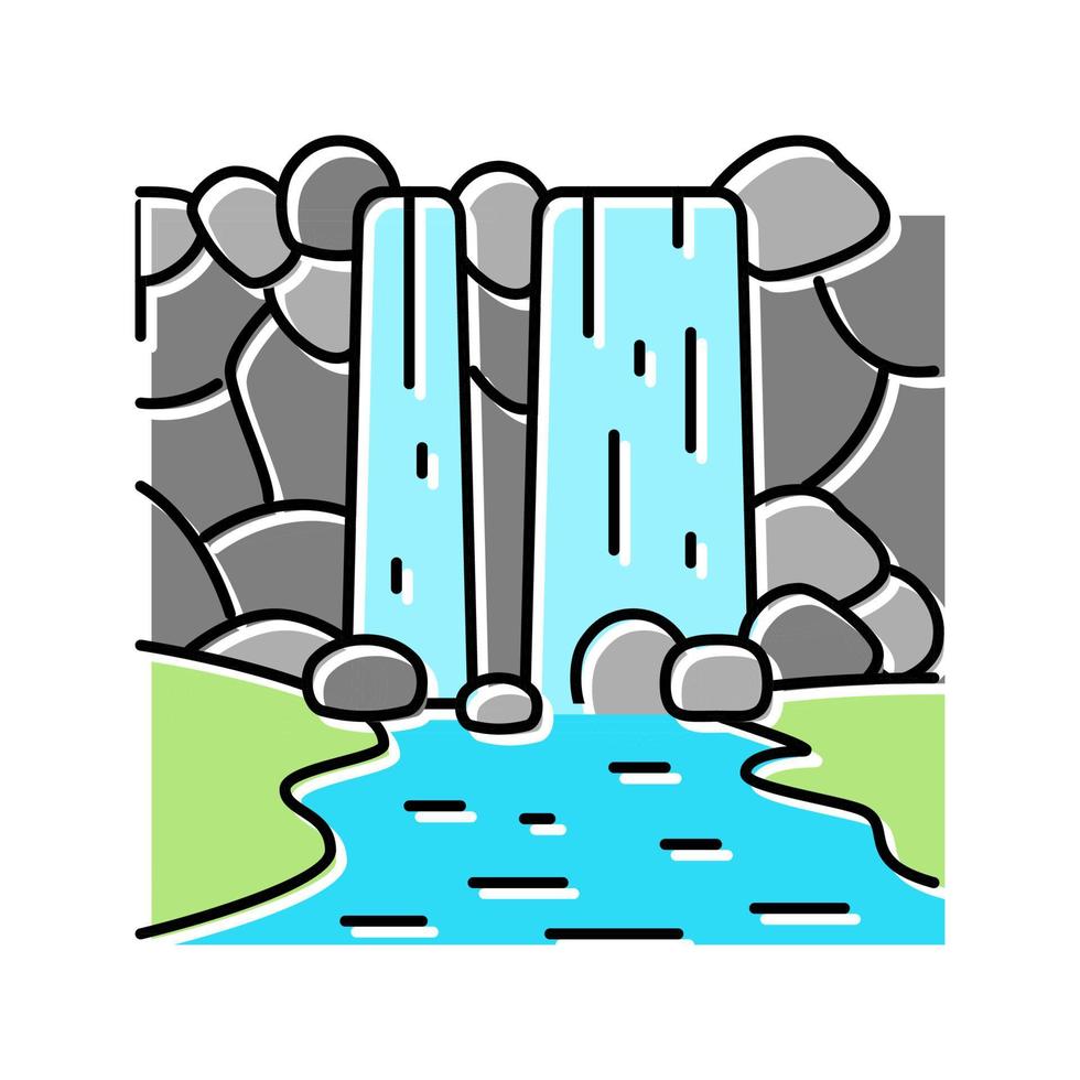 illustrazione vettoriale dell'icona del colore della natura della cascata