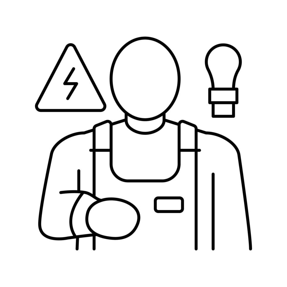 illustrazione vettoriale dell'icona della linea del lavoratore dell'elettricista