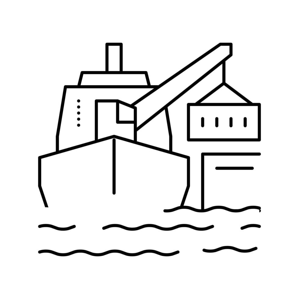 illustrazione vettoriale dell'icona della linea della gru della nave