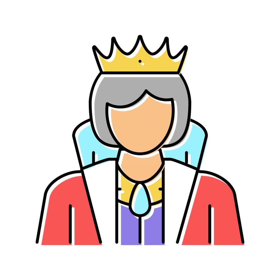 illustrazione vettoriale dell'icona del colore della fiaba della regina