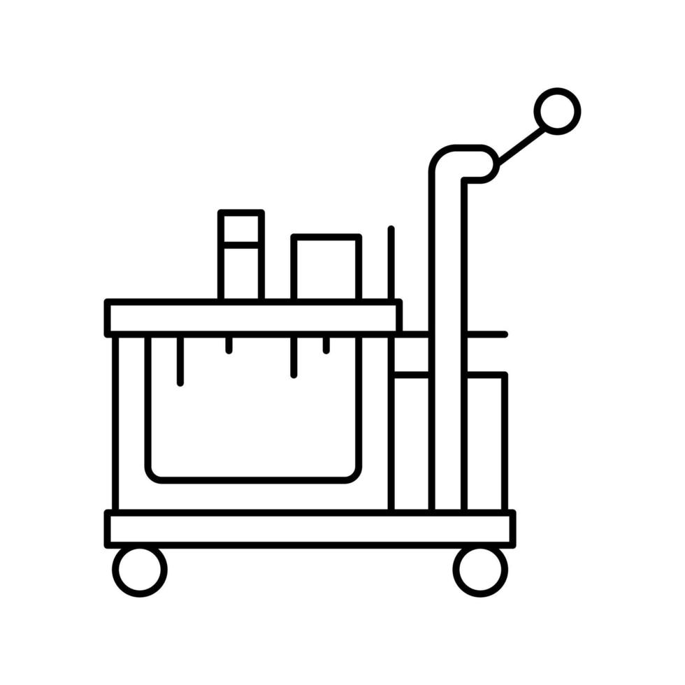 illustrazione vettoriale dell'icona della linea del carrello del servizio di pulizia dell'hotel