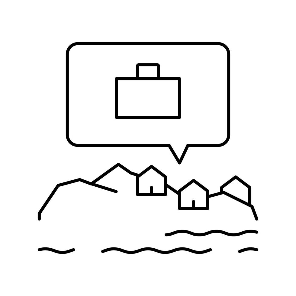 lavorando nell'illustrazione vettoriale dell'icona della linea della casa sulla spiaggia
