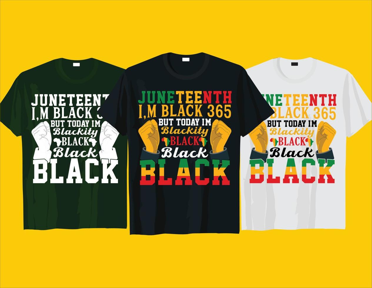 io sono nero 365, africano americano nero storia mese juneteenth tipografia t camicia design vettore