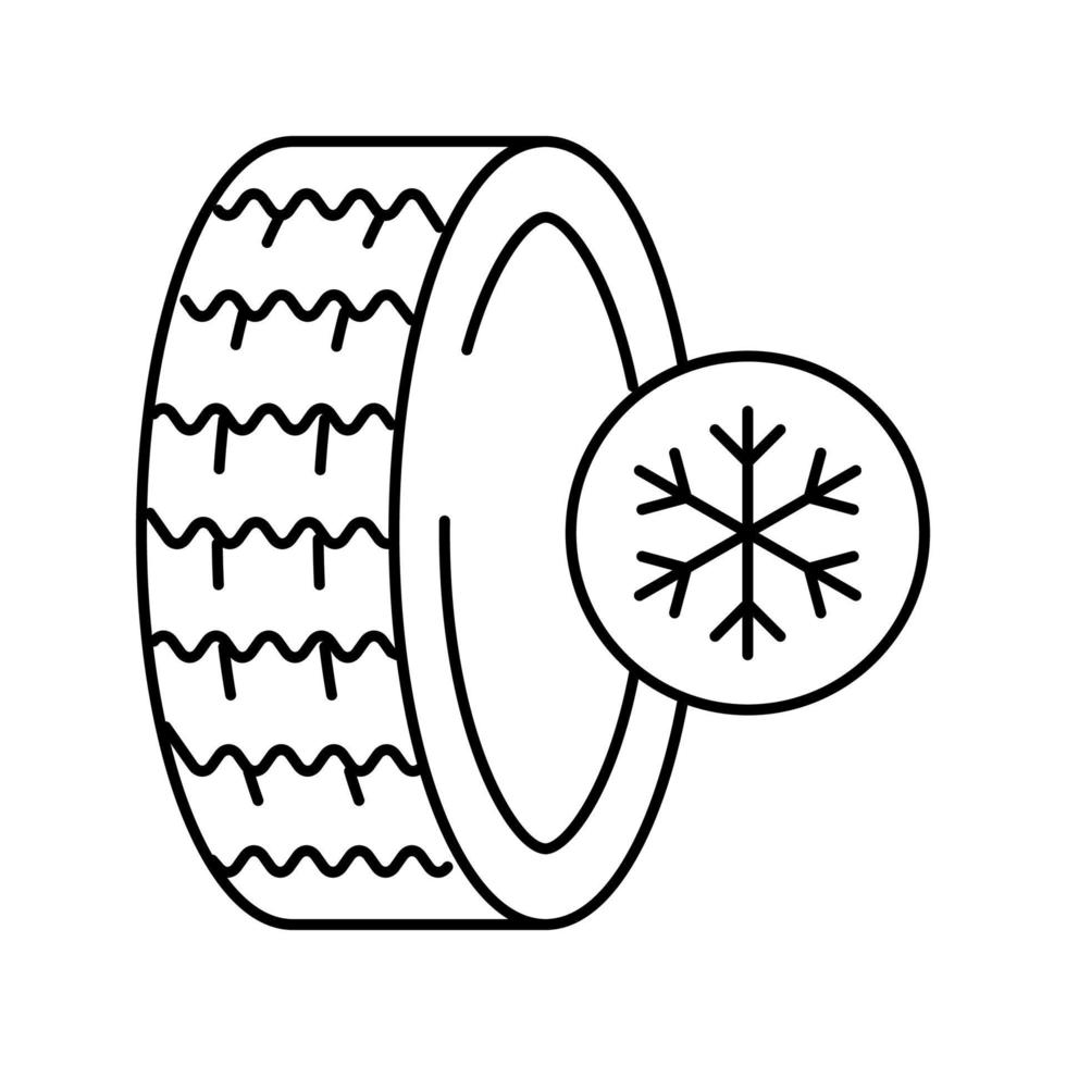 illustrazione vettoriale dell'icona della linea dei pneumatici della stagione invernale del ghiaccio