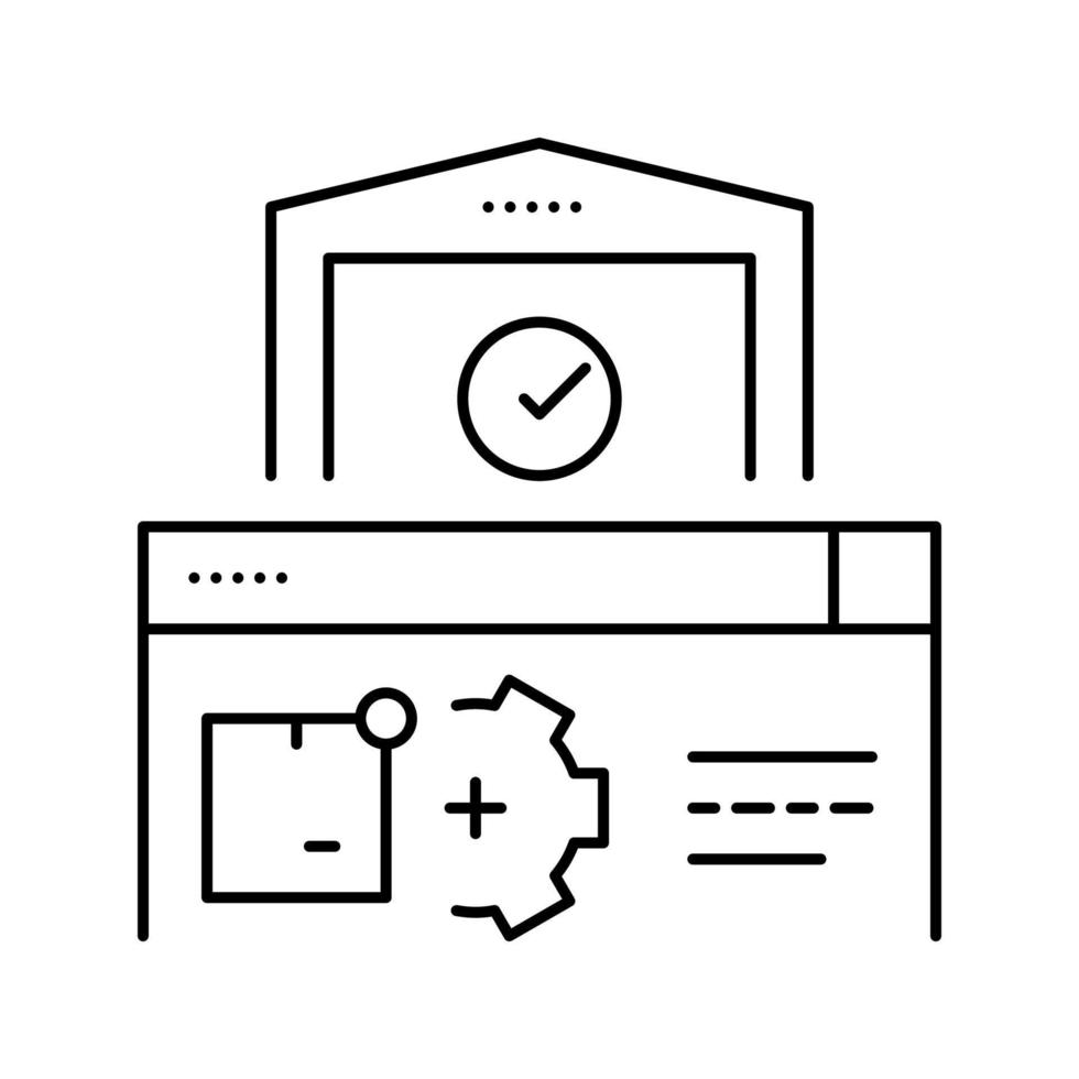 illustrazione vettoriale dell'icona della linea di processo logistico del magazzino
